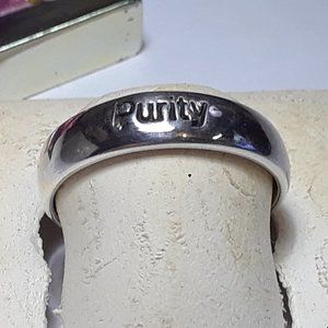 Estate 5.0mm half round "Purity" engraved Sterling Silver S-9 Band Ring #19516